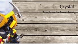  Presentation with construction tools - Amazing PPT theme having builder handyman with construction tools backdrop and a light gray colored foreground
