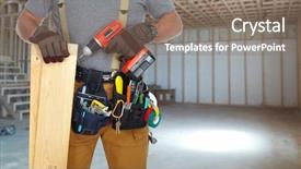  Presentation with handyman - Theme consisting of home renovation - builder handyman with drill background and a violet colored foreground