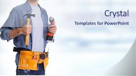 Presentation with handyman - Slides featuring builder handyman with drill background and a sky blue colored foreground