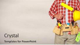  Presentation with paint roller - Presentation enhanced with builder handyman with paint roller background and a lemonade colored foreground