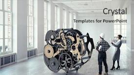  Presentation with builder - PPT layouts with builder man and clockwork mixed background and a light gray colored foreground