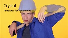  Presentation with builder - Cool new slide set with builder posing with sledge-hammer backdrop and a  colored foreground