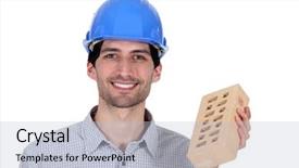  Presentation with eco - Colorful PPT theme enhanced with builder showing a brick backdrop and a light blue colored foreground