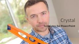  Presentation with spirit - Audience pleasing slide set consisting of builder using a spirit level backdrop and a coral colored foreground