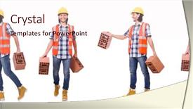  Presentation with white bricks - Slides having builder with clay bricks isolated background and a lemonade colored foreground