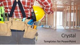  Presentation with construction tools - Theme with builder with construction tools background and a light gray colored foreground