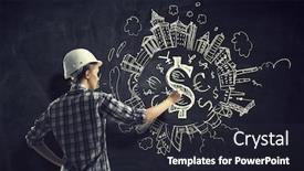  Presentation with sketching - Presentation design consisting of builder-woman-sketching-city background and a wine colored foreground