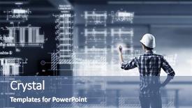  Presentation with sketching - Cool new slides with builder woman sketching project mixed media backdrop and a ocean colored foreground