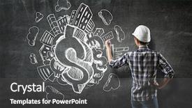  Presentation with sketching - Slide set with builder woman sketching project mixed media background and a dark gray colored foreground