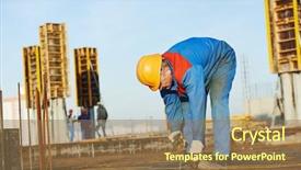  Presentation with concrete construction - Cool new slides with builder worker knitting metal rebars backdrop and a coral colored foreground