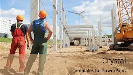  Presentation with construction site construction - Slide deck with holiday travel voyage wanderlust vacation concept background and a gray colored foreground