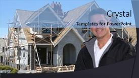  Presentation with under construction - Cool new slides with buildernew - friendly builder in front backdrop and a light blue colored foreground