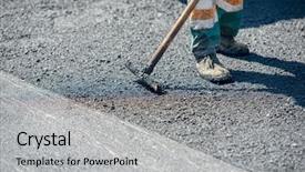  Presentation with street - Slides consisting of buildernew - men working on new street background and a light gray colored foreground