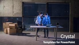  Presentation with young business people - Slides enhanced with buildernew - young team of business people background and a wine colored foreground