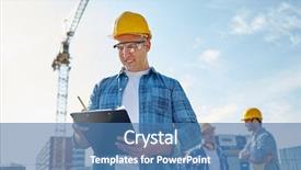  Presentation with construction work - Slide set enhanced with builders at construction site background and a  colored foreground