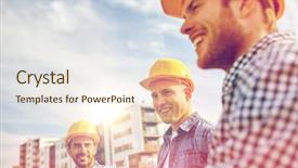  Presentation with building construction - Amazing theme having builders in hardhats at construction backdrop and a lemonade colored foreground