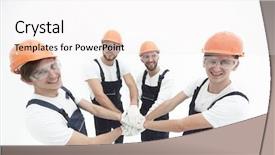  Presentation with solidarity - Theme with builders showing their solidarity background and a sky blue colored foreground