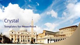  Presentation with rome italy - Cool new presentation theme with ancient roman building - saint peter's dome basilica di backdrop and a light blue colored foreground