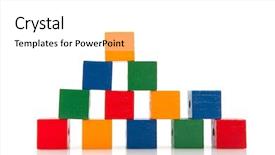  Presentation with house building - Beautiful slides featuring building a house with colorful stacked toy blocs backdrop and a white colored foreground