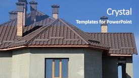  Presentation with new home - Slide set with modern house chimney red - building a new home background and a teal colored foreground