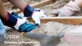  Presentation with stones - Cool new PPT layouts with residential construction - building a patio with wooden backdrop and a gray colored foreground