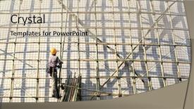  Presentation with scaffold - PPT theme having building a scaffold with bamboo background and a soft green colored foreground