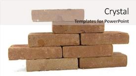  Presentation with white bricks - Slides enhanced with building a wall with many bricks isolated over white background and a lemonade colored foreground