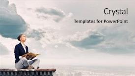  Presentation with business book - Cool new slides with building and reading book backdrop and a light gray colored foreground