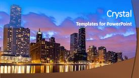  Presentation with chicago - Theme consisting of building at chicago downtown along background and a cobalt blue colored foreground