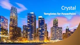  Presentation with city chicago - PPT layouts having building at chicago downtown along background and a cobalt blue colored foreground