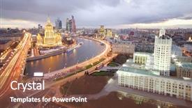  Presentation with ukraine - PPT theme with building at evening in moscow background and a tawny brown colored foreground