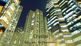  Presentation with building - Beautiful PPT theme featuring building at night backdrop and a yellow colored foreground