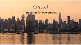  Presentation with empire state building - PPT theme having building at sunrise over hudson background and a lemonade colored foreground