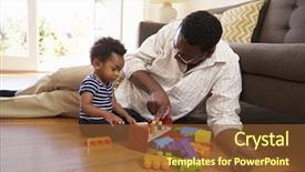  Presentation with building blocks - PPT layouts featuring building blocks 1 - grandfather and grandson playing background and a tawny brown colored foreground