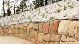  Presentation with sandstone - PPT theme enhanced with building blocks environmental - sandstone retaining wall with erosion background and a coral colored foreground