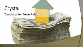  Presentation with green building - PPT layouts having building blocks forming a house background and a white colored foreground