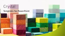  Presentation with wooden building blocks - Slide set with building-blocks-spectrum-of-stacked background and a white colored foreground