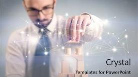  Presentation with interconnected - Beautiful presentation featuring building blocks with interconnected lines backdrop and a  colored foreground