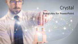  Presentation with wooden building blocks - Beautiful slide deck featuring building blocks with interconnected lines backdrop and a light gray colored foreground