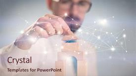  Presentation with interconnected - Colorful presentation enhanced with building blocks with interconnected lines backdrop and a lemonade colored foreground