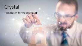  Presentation with interconnected - Amazing presentation theme having building blocks with interconnected lines backdrop and a light gray colored foreground