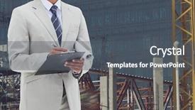  Presentation with composite construction - Audience pleasing presentation theme consisting of building blocks writing - digital composite of architect backdrop and a dark gray colored foreground