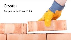  Presentation with white brick wall - Slides featuring building brick wall on a white background background and a white colored foreground