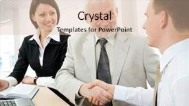  Presentation with shaking hands - Presentation theme having young old people - two businesspeople shaking hands background and a lemonade colored foreground