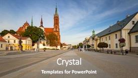  Presentation with main engine - Presentation featuring building church people - kosciusko main square with basilica background and a coral colored foreground