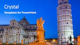  Presentation with tower - Amazing presentation design having building church people - piazza dei miracoli with leaning backdrop and a gray colored foreground