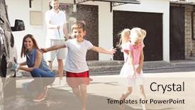  Presentation with parents and children - Beautiful slide deck featuring playing while parents washing car backdrop and a lemonade colored foreground