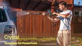  Presentation with jet - Beautiful PPT layouts featuring spray gun on open air backdrop and a tawny brown colored foreground