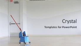  Presentation with bucket list adventure dreams goals - Slides consisting of janitorial - mop and bucket in corridor background and a light gray colored foreground