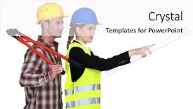  Presentation with giving to god - Amazing PPT theme having building code - female architect giving orders backdrop and a white colored foreground